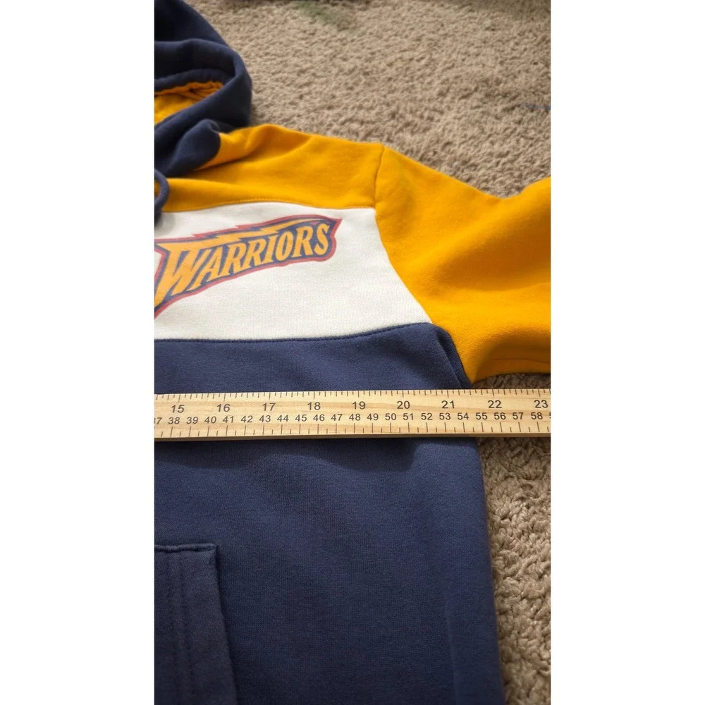 Golden State Warriors Vintage Rare Colorblock Hoodie Mens L Navy Yellow kk11 - Picture 3 of 7